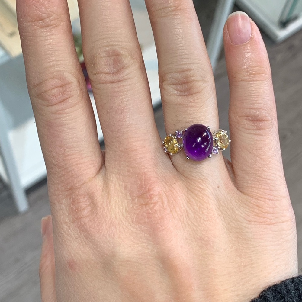 Natural Amethyst and Citrine Ring